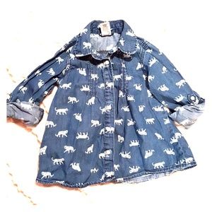 🔴BOGO🔴 Girls Button Down Jean Top with Cheetahs